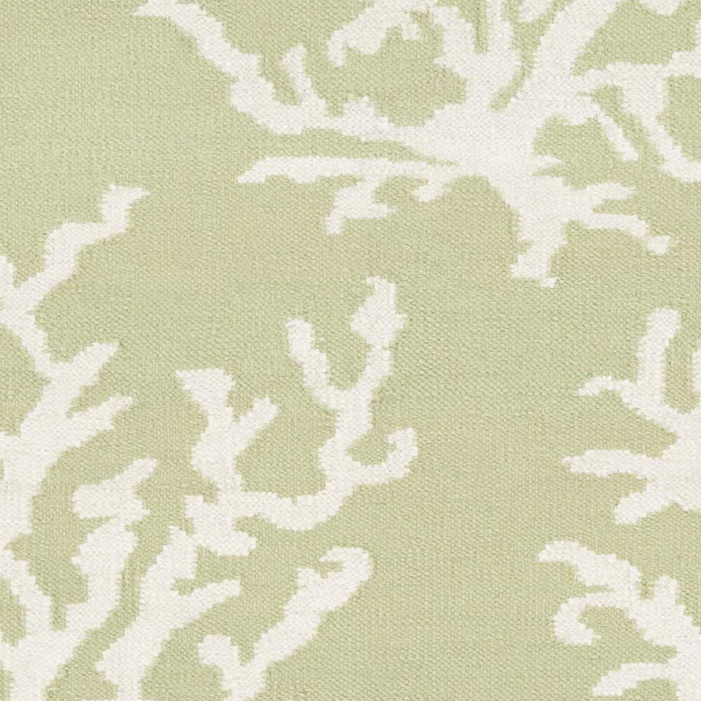 Hand-Woven Lettuce Leaf Wool Area Rug - 2'6" X 8' Runner Green White Abstract