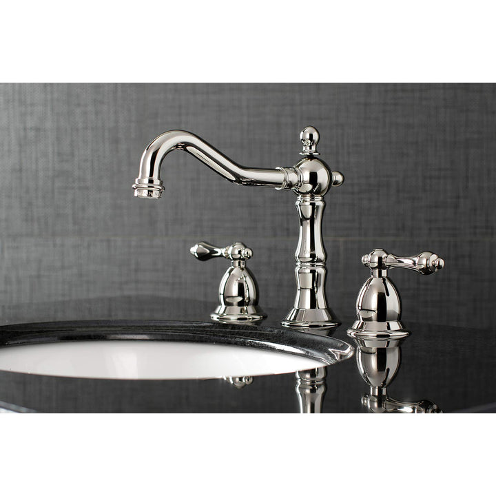 Kingston Brass KS1976AL Heritage Widespread Bathroom Faucet Polished Nickel 7.56