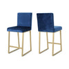 Christopher Knight Home Lexi Modern Velvet Barstools Navy Blue and Brass (Set of navy blue + brass