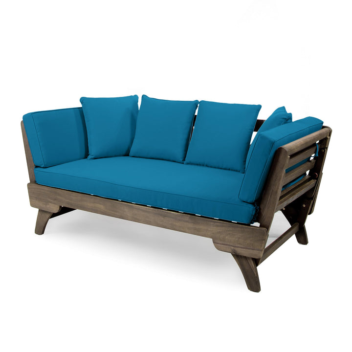 Christopher Knight Home Aldrich Outdoor Acacia Wood Expandable Daybed with Water Dark Teal