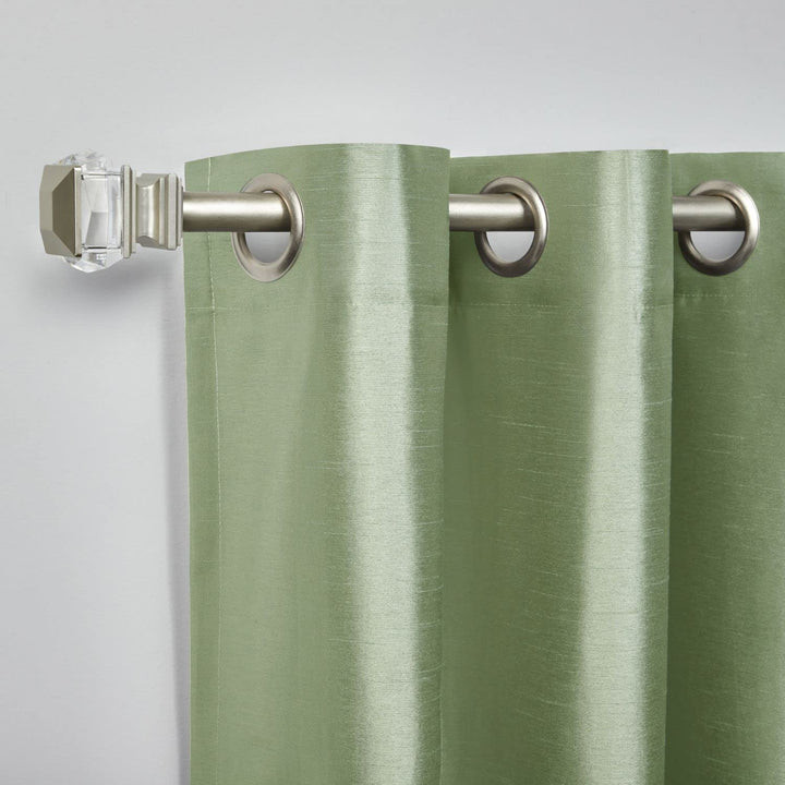 Exclusive Home Chatra Faux Silk Grommet Top Curtain Panel Pair 54"x84" Sage