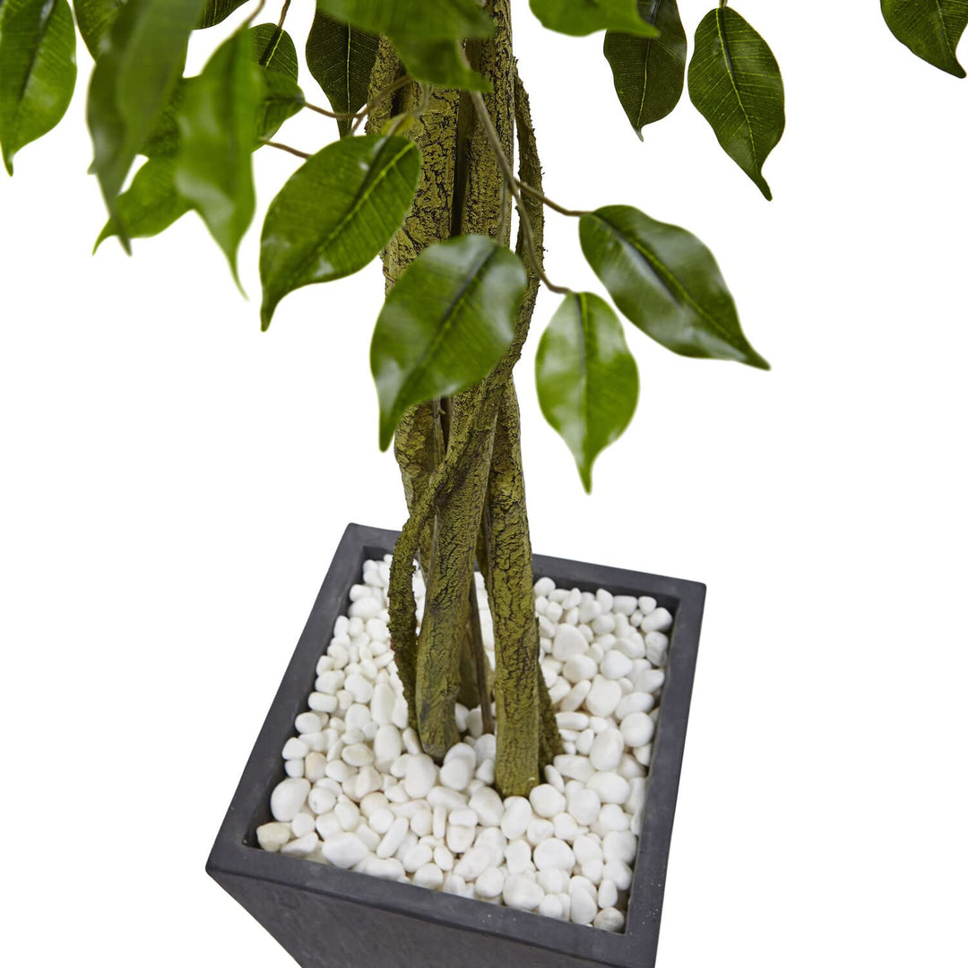 Nearly Natural 6.5ft. Ficus Slate Planter UV Resistant (Indoor/Outdoor)