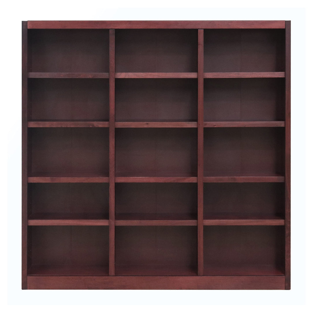 Traditional 72" Tall 15-Shelf Triple Wide Wood Bookcase in Espresso