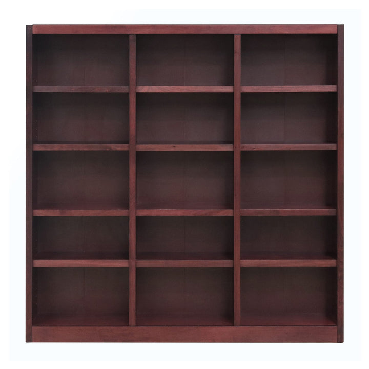 Traditional 72" Tall 15-Shelf Triple Wide Wood Bookcase in Espresso