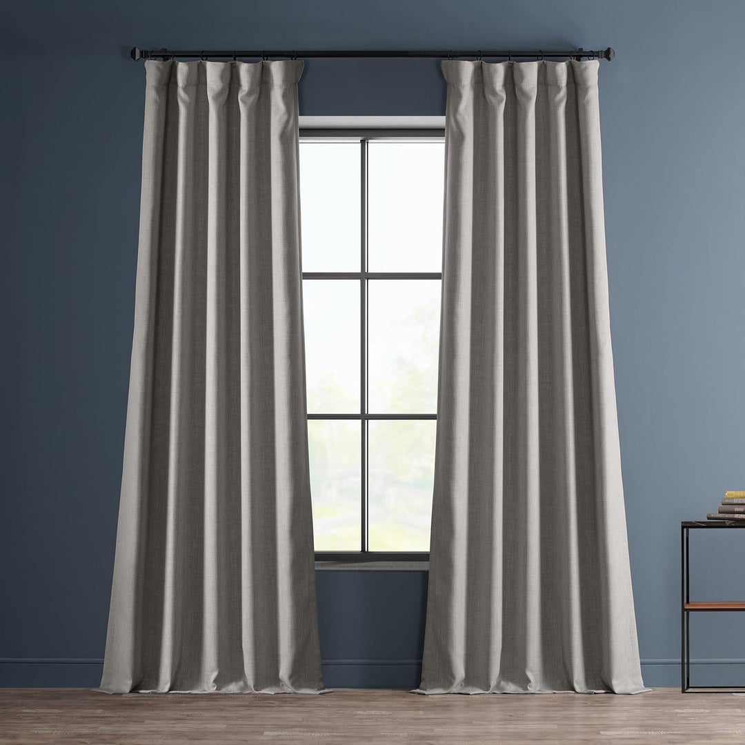 HPD Half Price Drapes Faux Linen Room Darkening Curtains - 84 Inches Long Luxury 50 X 84 - Clay