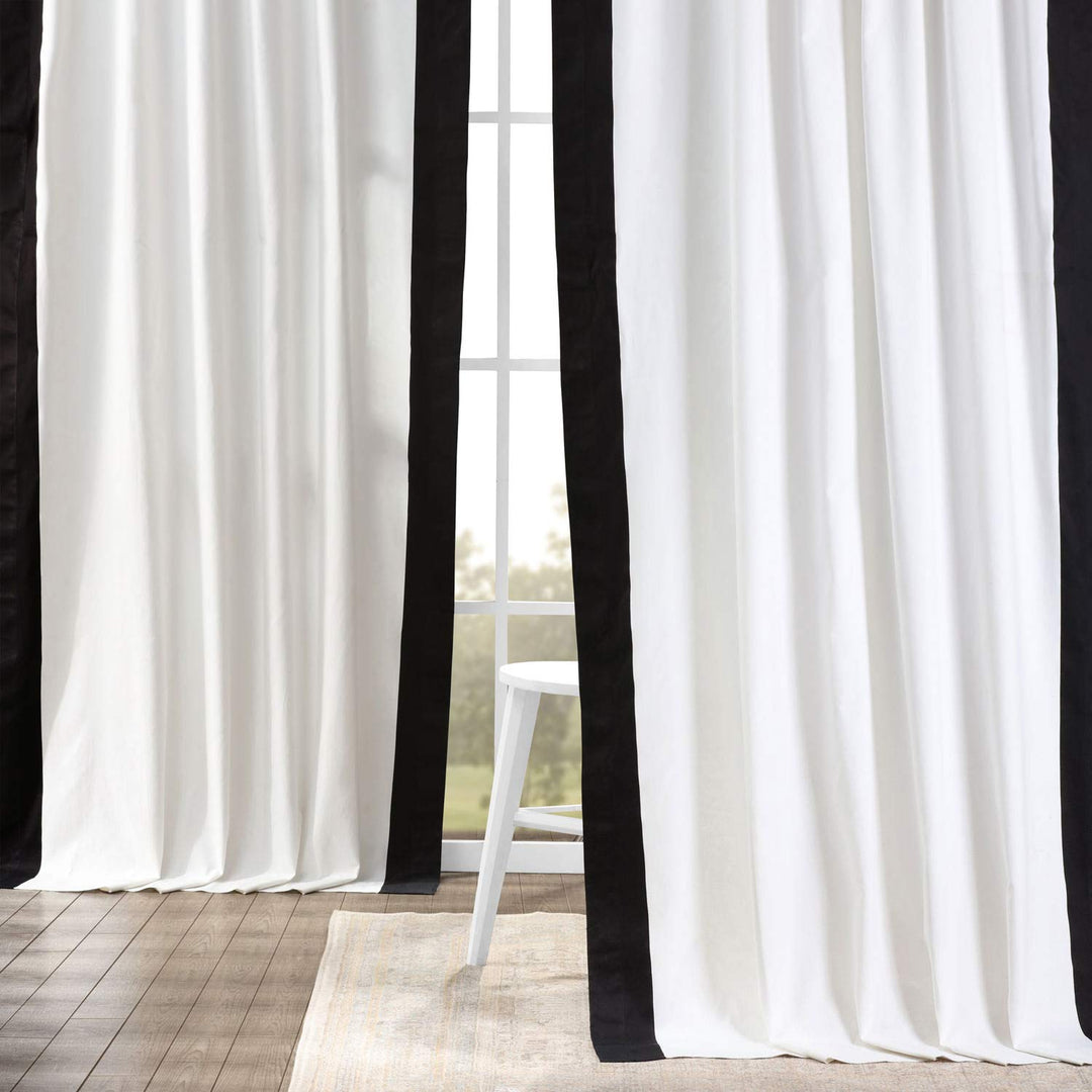 HPD Half Price Drapes Panama Cotton Curtains for Living Room Bedroom 50 X 84 50 X 84 - Warm Off-White & Black