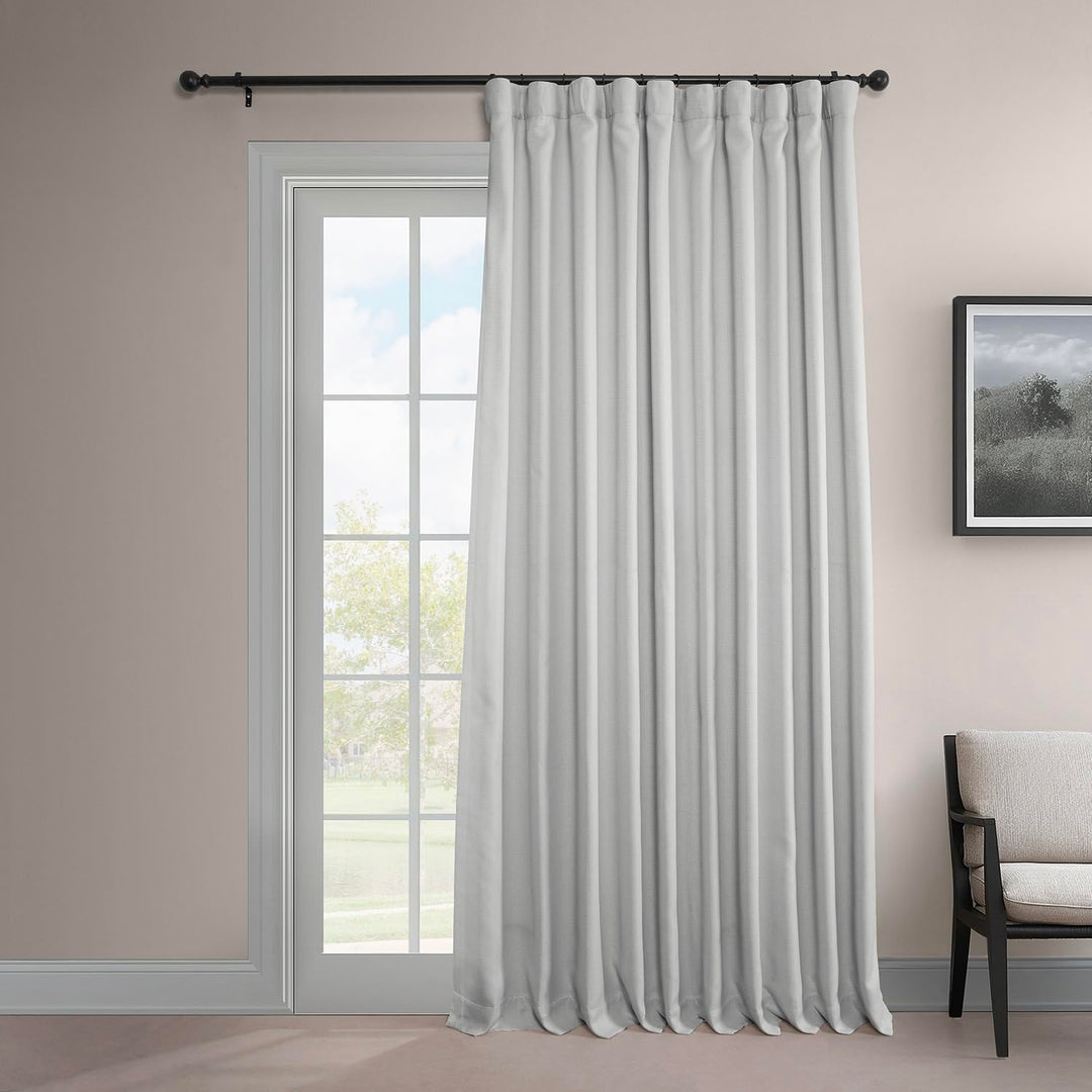 HPD Half Price Drapes Faux Linen Room Darkening Curtains - 96 Inches Long 100 X 96 - Oyster