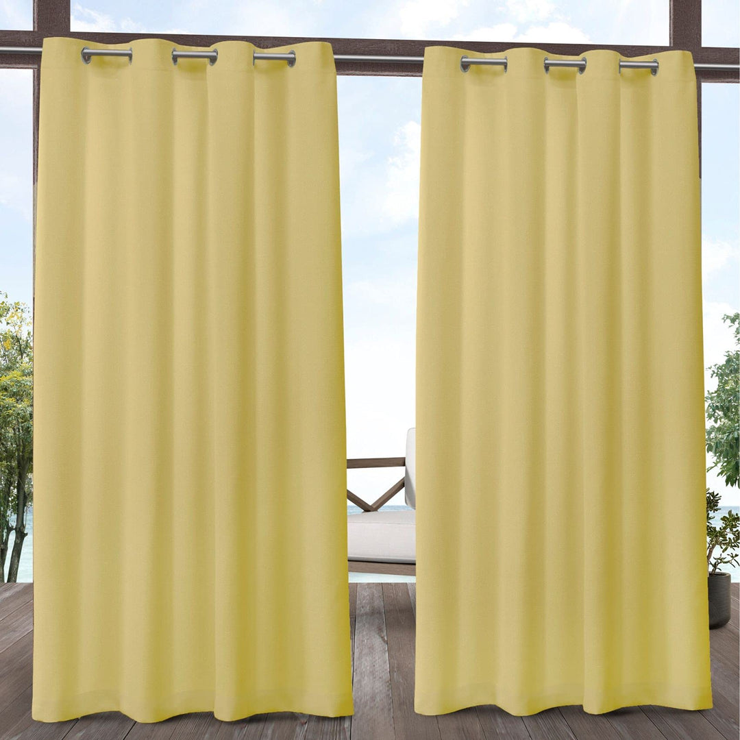 Exclusive Home Biscayne Indoor/Outdoor Two Tone Textured Grommet Top Curtain 54X96 - Butter