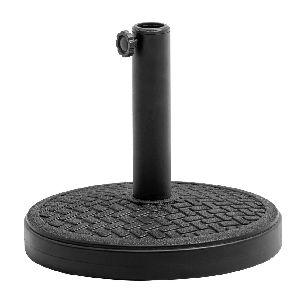 30 Lbs Heavy Duty Round Cement Umbrella Base for Market Black Plastic Stone - Diamond Home USA