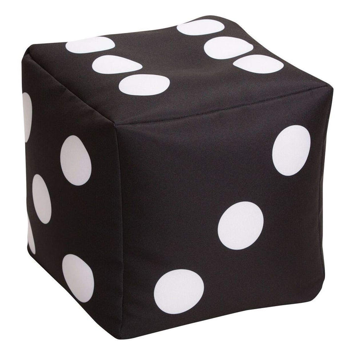 Cube Dice Bean Bag Pouf Black Modern Contemporary Polyester Polystyrene Beads