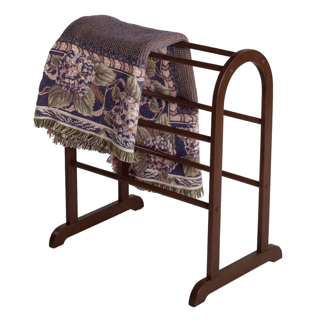 Quilt Rack Brown Transitional Wood Walnut Finish