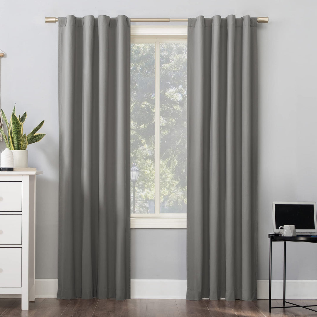 Sun Zero Cyrus Thermal Total Blackout Back Tab Curtain Panel Gray - 40" x 84"