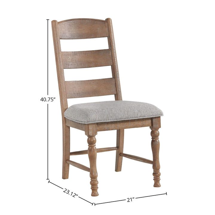 Side Chair Ladder Back W/Cushion Seat (Set of 2) Brown Grey Traditional Wood