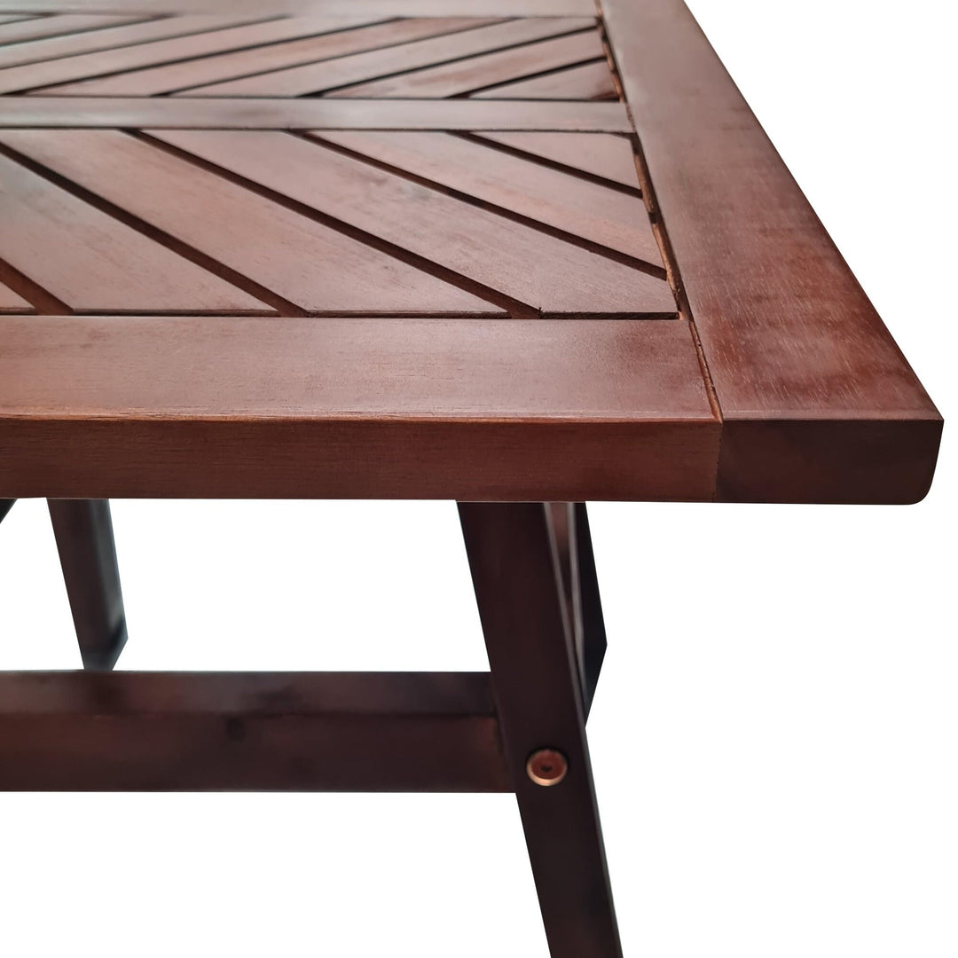 Brown Acacia Bistro Table Transitional Square Weather Resistant