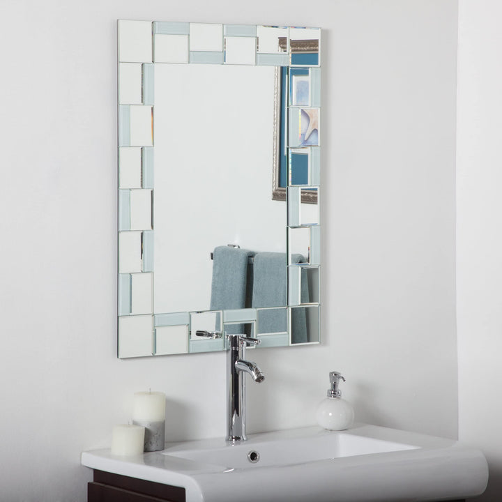 Quebec Modern Bathroom Mirror Silver 31.5hx23.6wx.5d Mid-Century Contemporary