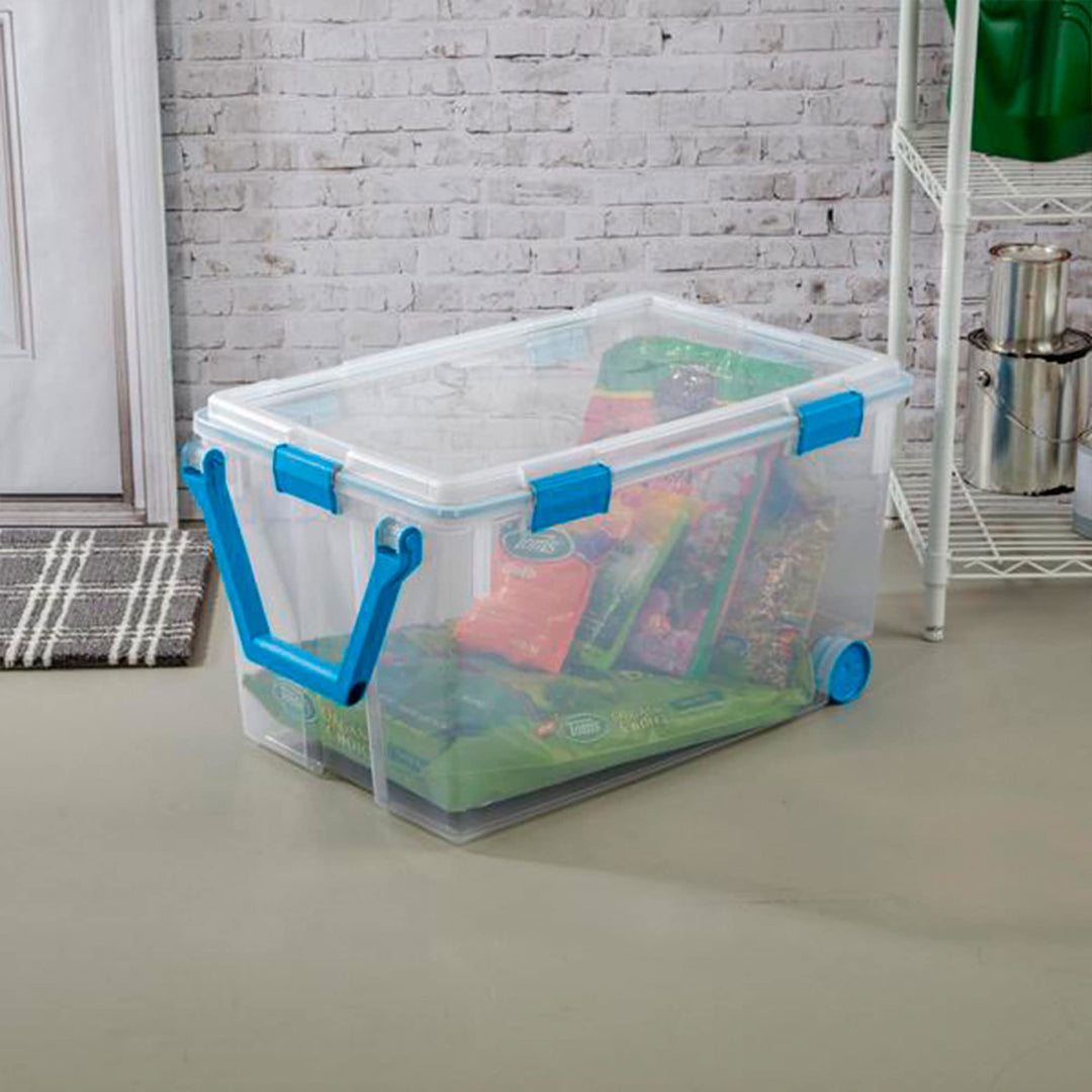 Sterilite 120 Qt Wheeled Gasket Box Stackable Storage Bin with Latching Lid