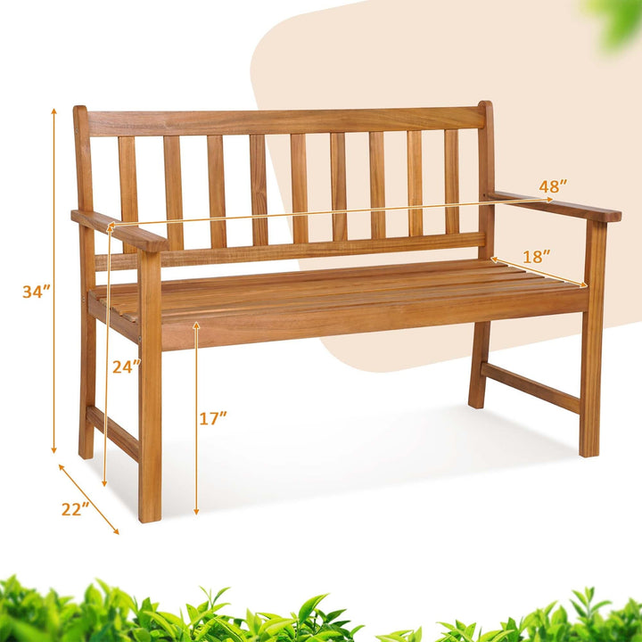 2-Person Slatted Bench Patio Acacia Wood Loveseat Lbs Outdoor Natural - Diamond Home USA