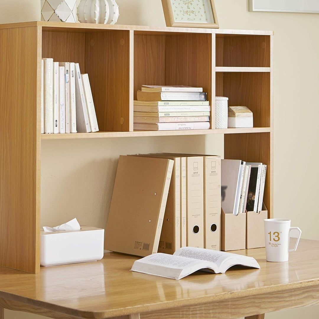 Beech (Natural Wood) The Cube Desk Bookshelf Brown Wood