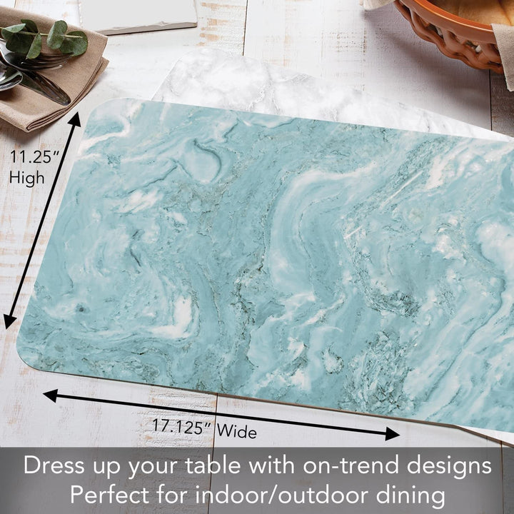 Teal/White Printed Quartz Design Reversible Easy Flexible Plastic Placemat 4