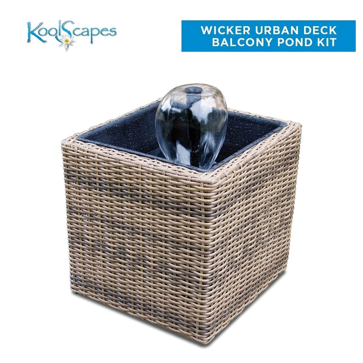 Wicker-look Water Feature Mini Pond and Fountain Grey Modern Contemporary