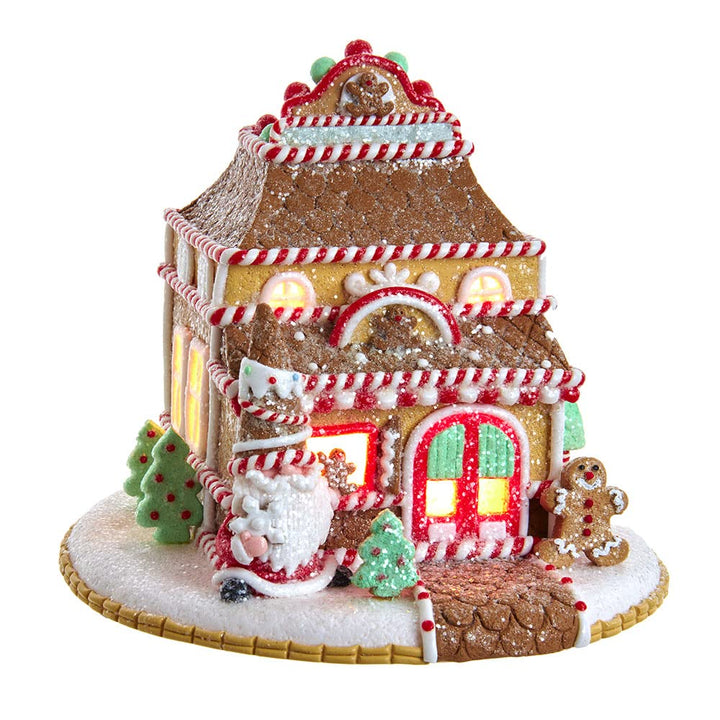 Kurt S. Adler Lighted Shop Gingerbread House 7.5-Inch Brown