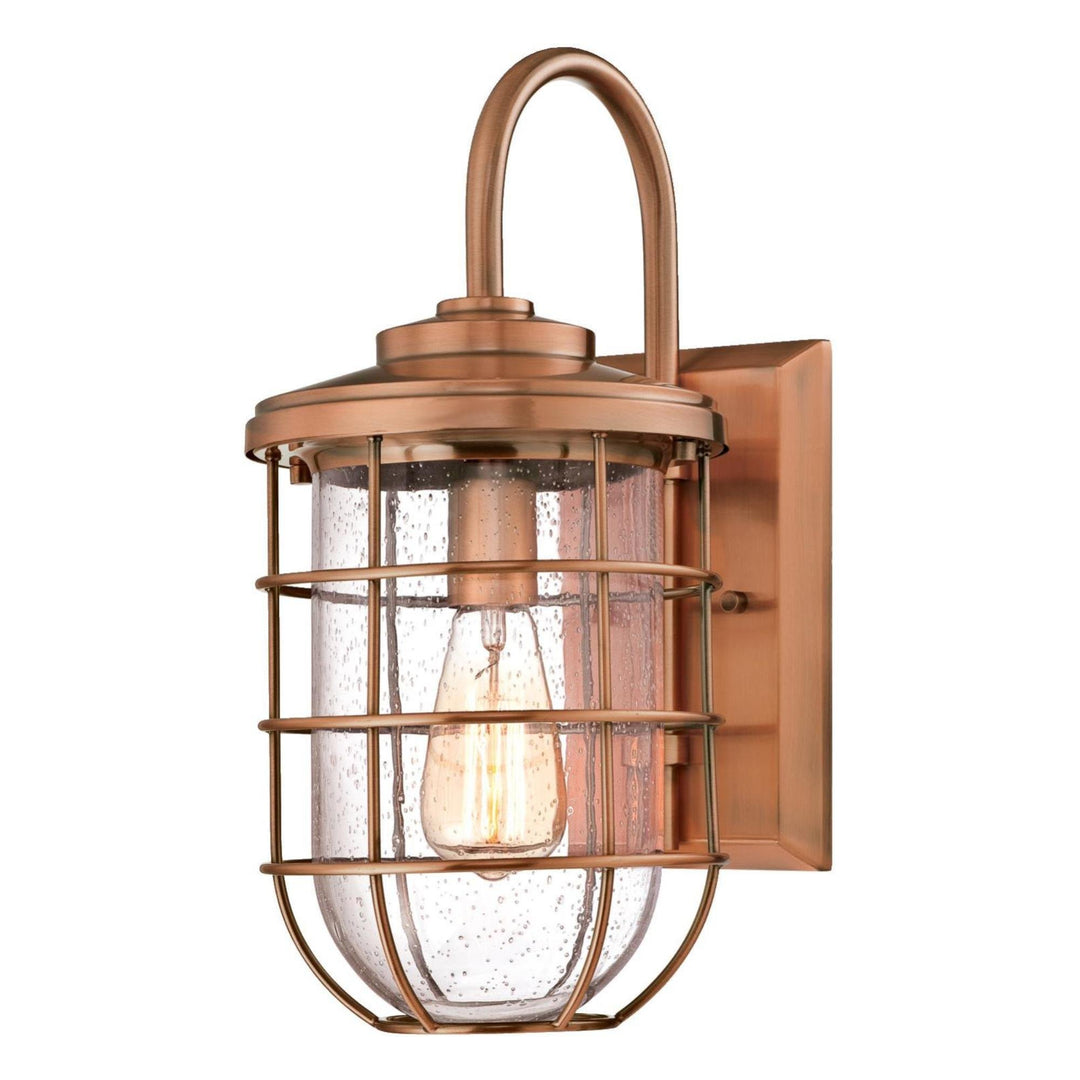 Westinghouse 6347900 Ferry One-Light Outdoor Wall Fixture Washed Copper Finish 1-Light - Washed Copper with Seeded Glass