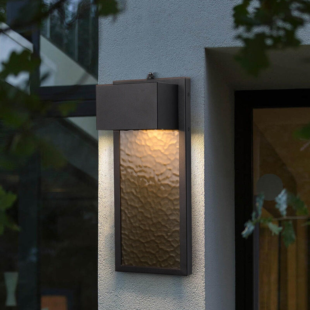 2 Pack Black Modern Integrated Led Outdoor Wall Light Lantern Sconce Bohemian - Diamond Home USA