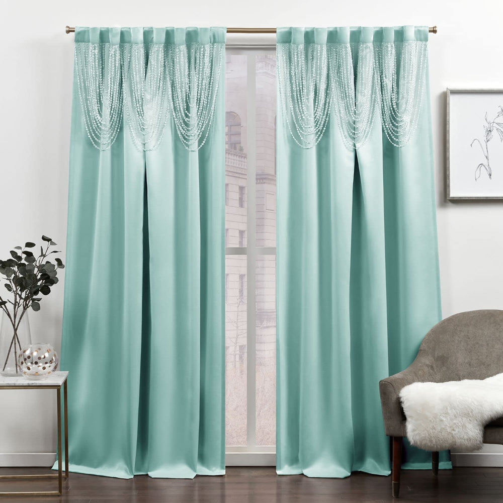 Exclusive Home Bliss Room Darkening Room Blackout Hidden Tab Top Curtain 54X84 - Aqua