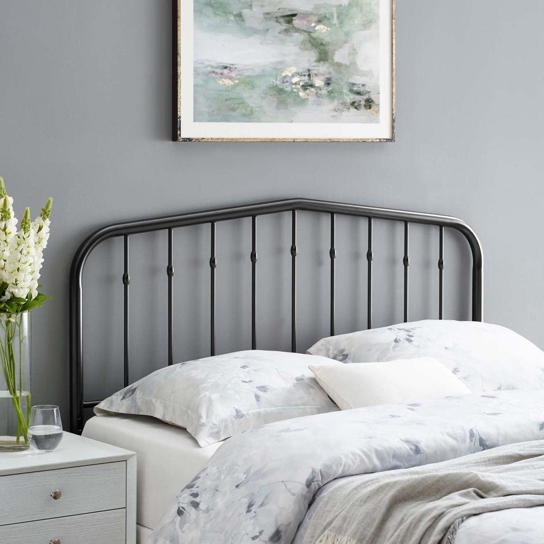 Modway Lennon Modern Farmhouse Metal Queen Headboard in Black