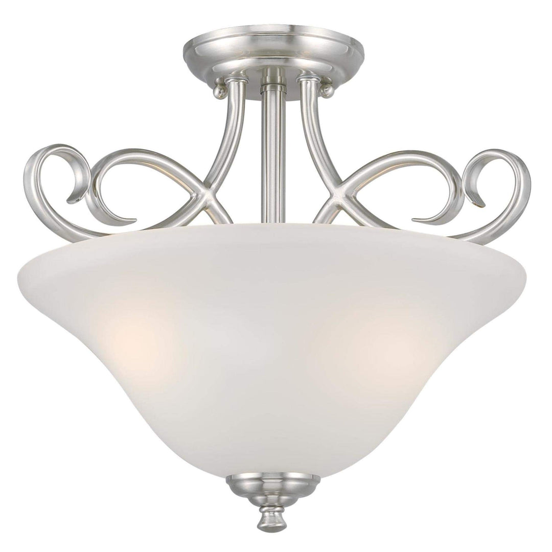 Westinghouse 6573800 Dunmore 15-Inch Two-Light Indoor Semi-lush Mount Ceiling Brushed Nickel