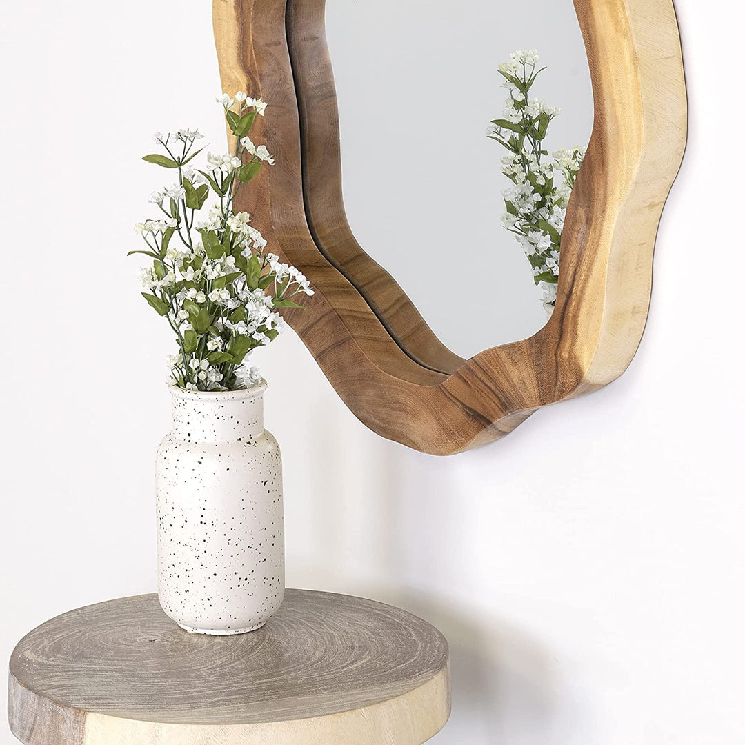 Solid Wood Hanging Mirror - 21.7”w x 2”d X 24.2”h Modern Rustic 3D Wall Decor