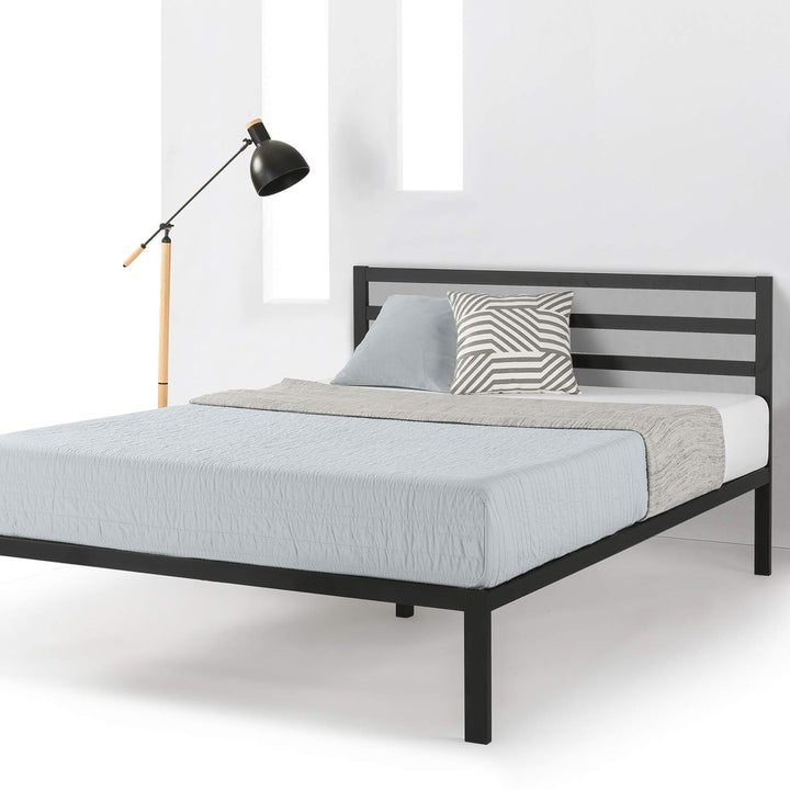 Mellow 14 inch Heavy Duty Metal Platform Bed W/Headboard/Wooden Slat Twin