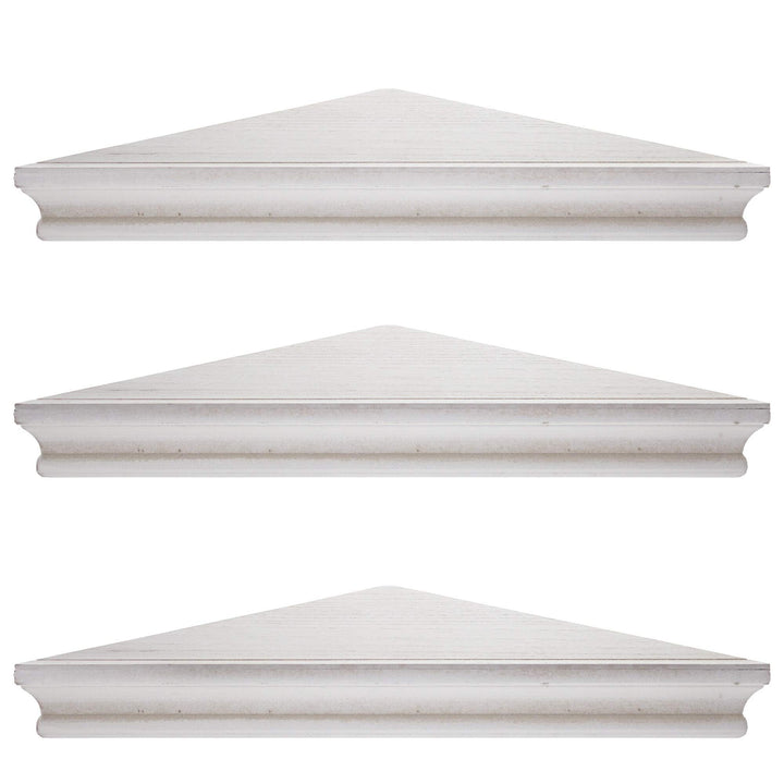 Whitewashed Wood Floating Corner Shelves (Set of 3) White MDF Storage