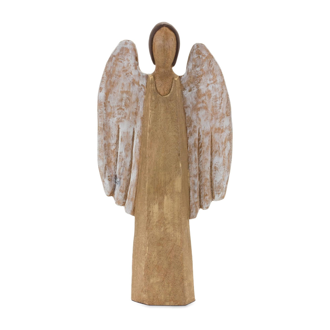 Carved Wood Angel Statue 18" h Brown