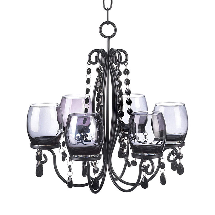 Romantic Elegant Glowing Candle Chandelier Black Clear Classic Traditional