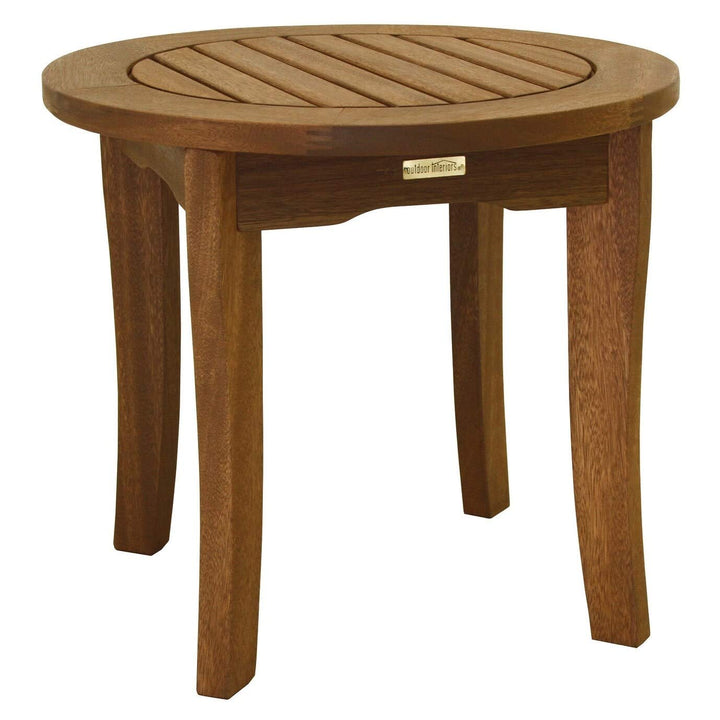 Round Eucalyptus End Table Brown Traditional Stained