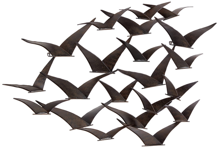 Urban Designs Handcrafted Flock of Birds Metal Wall Art Brown Large