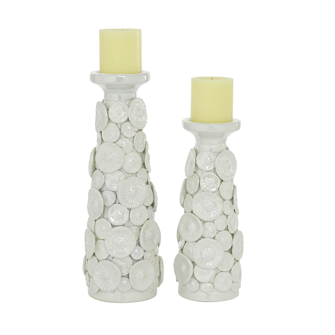 White Ceramic Farmhouse Candle Holder (Set of 2)