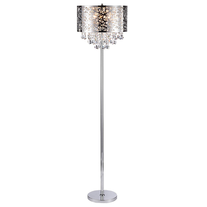 Warehouse of Tiffany FL7992 Ivica Chrome 3 Light Metal Crystal Floor Lamp Silver