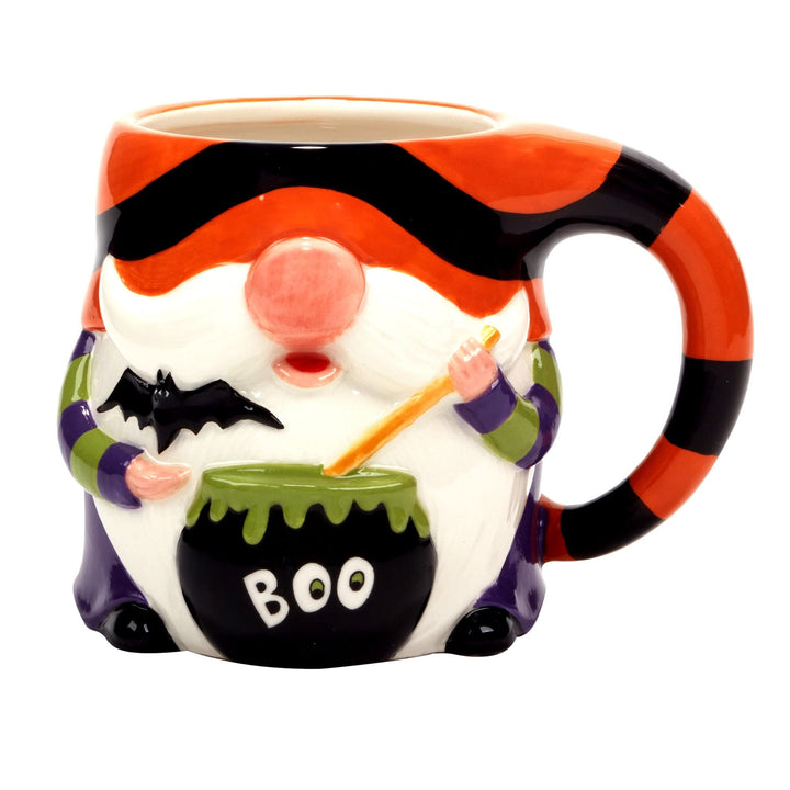 Halloween Gnomes 18 Oz. 3-d Mugs Set Of 4 Multi Color Orange Purple Holiday