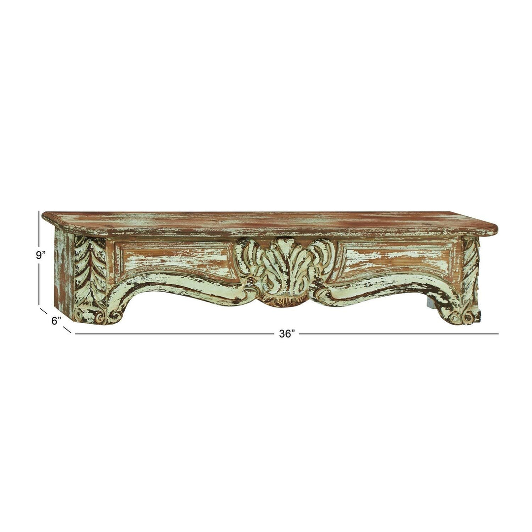 Rustic 36-inch Wood Wall Shelf - Green Traditional