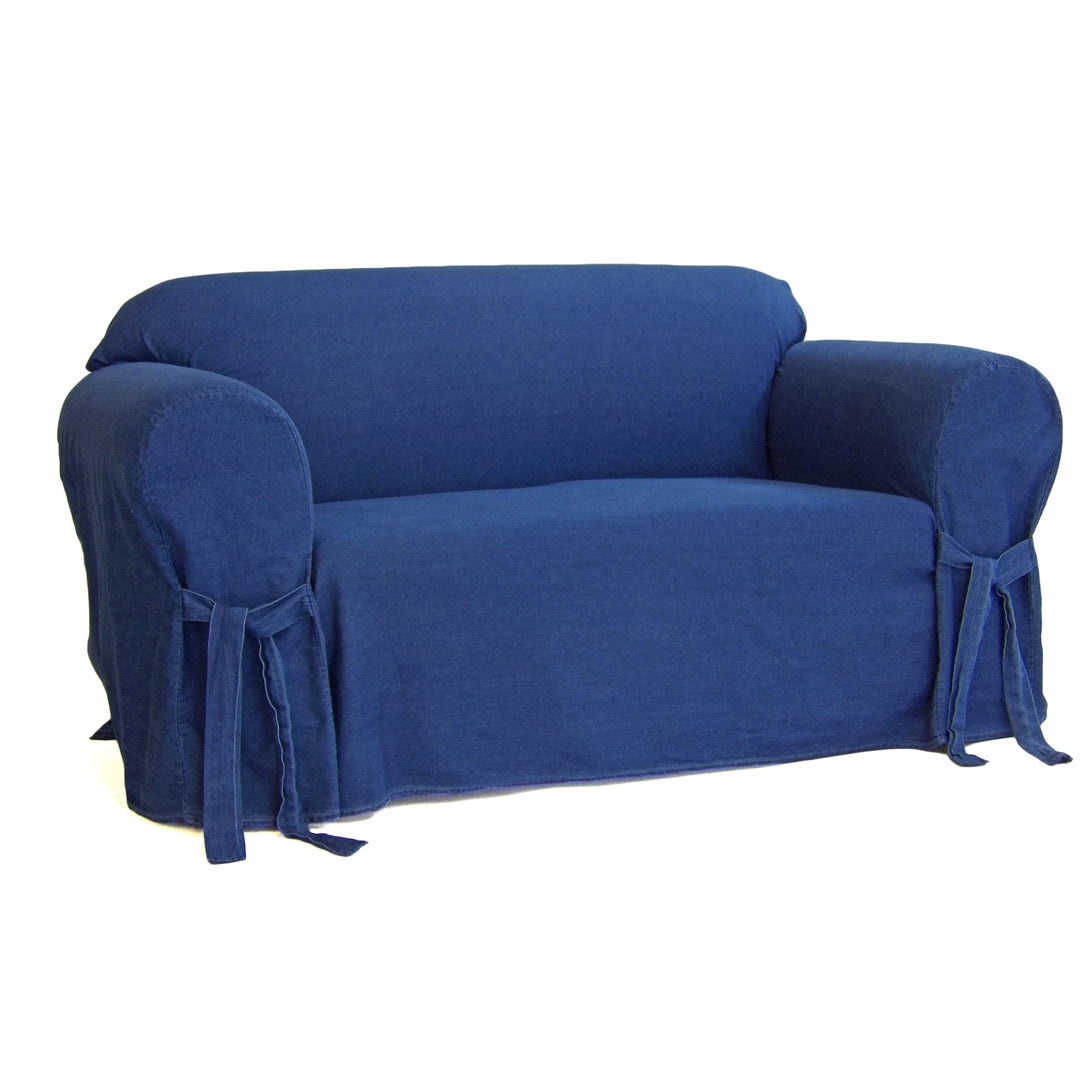 Classic Slipcovers Authentic Denim One-Piece Loveseat Slipcover -