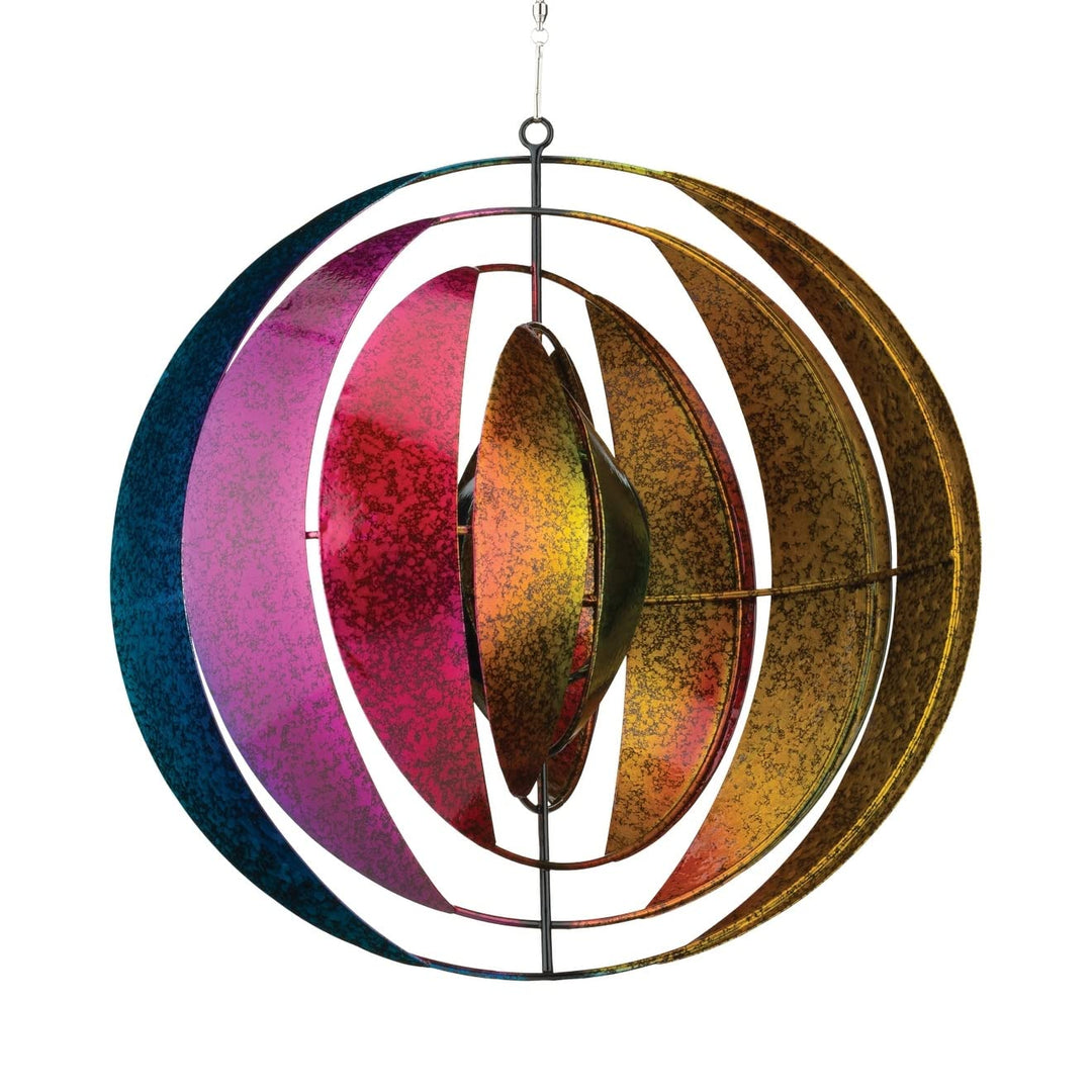 Hanging Wind Spinner Illusion Round Multi Color Metal