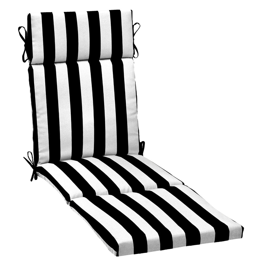 Arden Selections Outdoor Chaise Cushion 1 x 7 Rain-Proof Fade Resistant 7 x 1 Count - Black Cabana Stripe