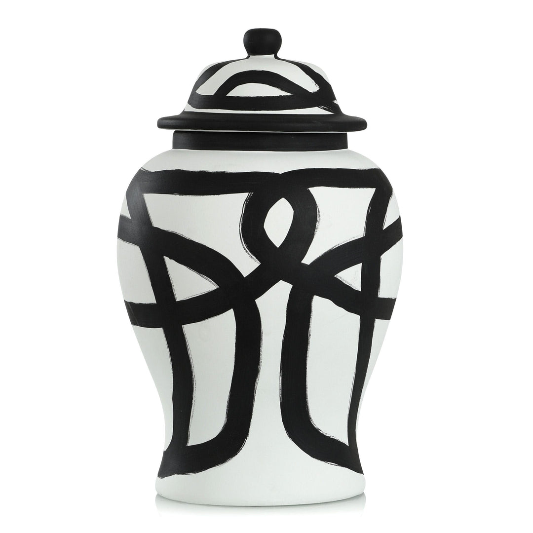 Ginger Medium Black and White Finish On Ceramic Modern Contemporary