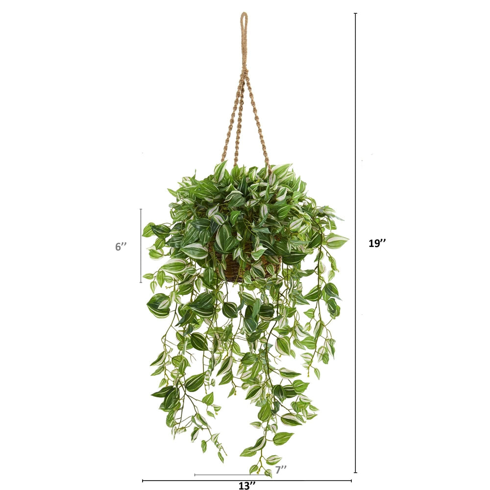 51" Wandering Jew Artificial Plant in Hanging Basket (Real Touch) - Diamond Home USA