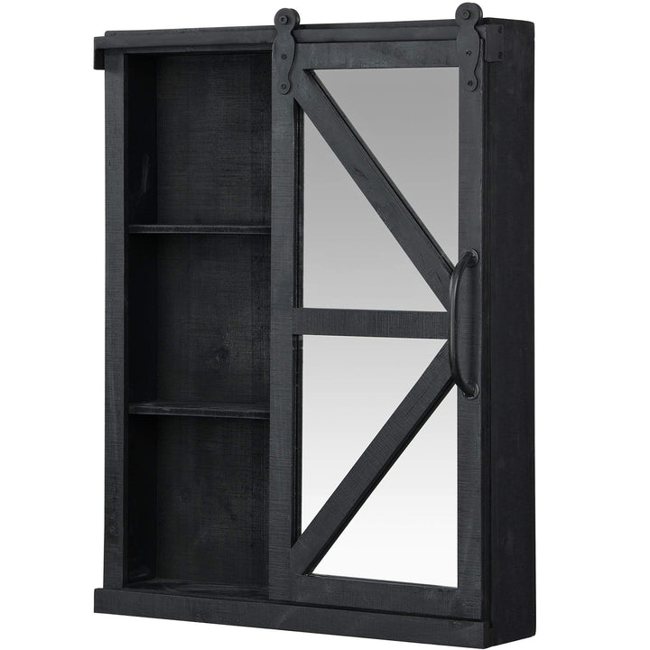 FirsTime & Co. Winona Barn Door Mirrored Cabinet Storage with Shelves