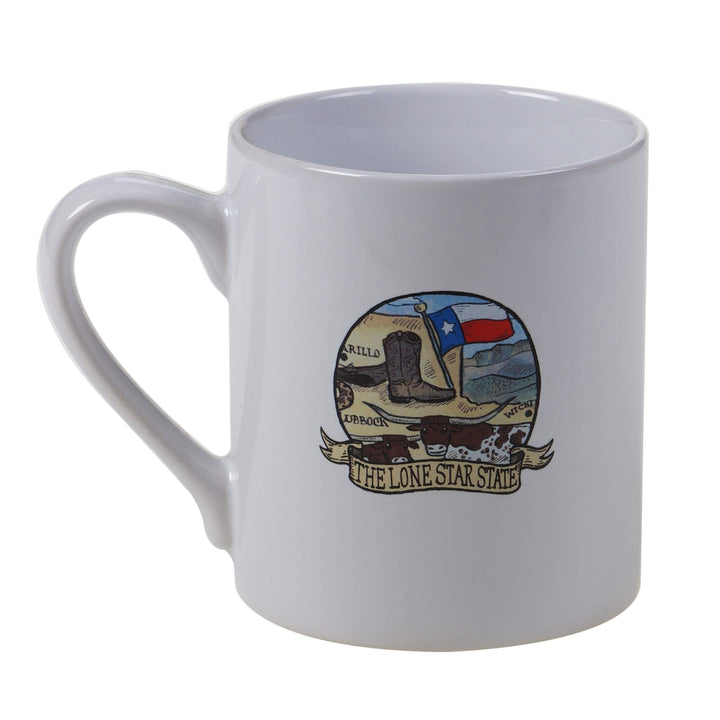 Texas Souvenir 20 Oz. Jumbo Mugs (Set Of 6) Blue Multi Color White Coastal