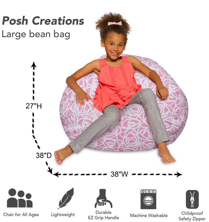 Kids Bean Bag Chair, Big Comfy Chair - Machine Washable Cover