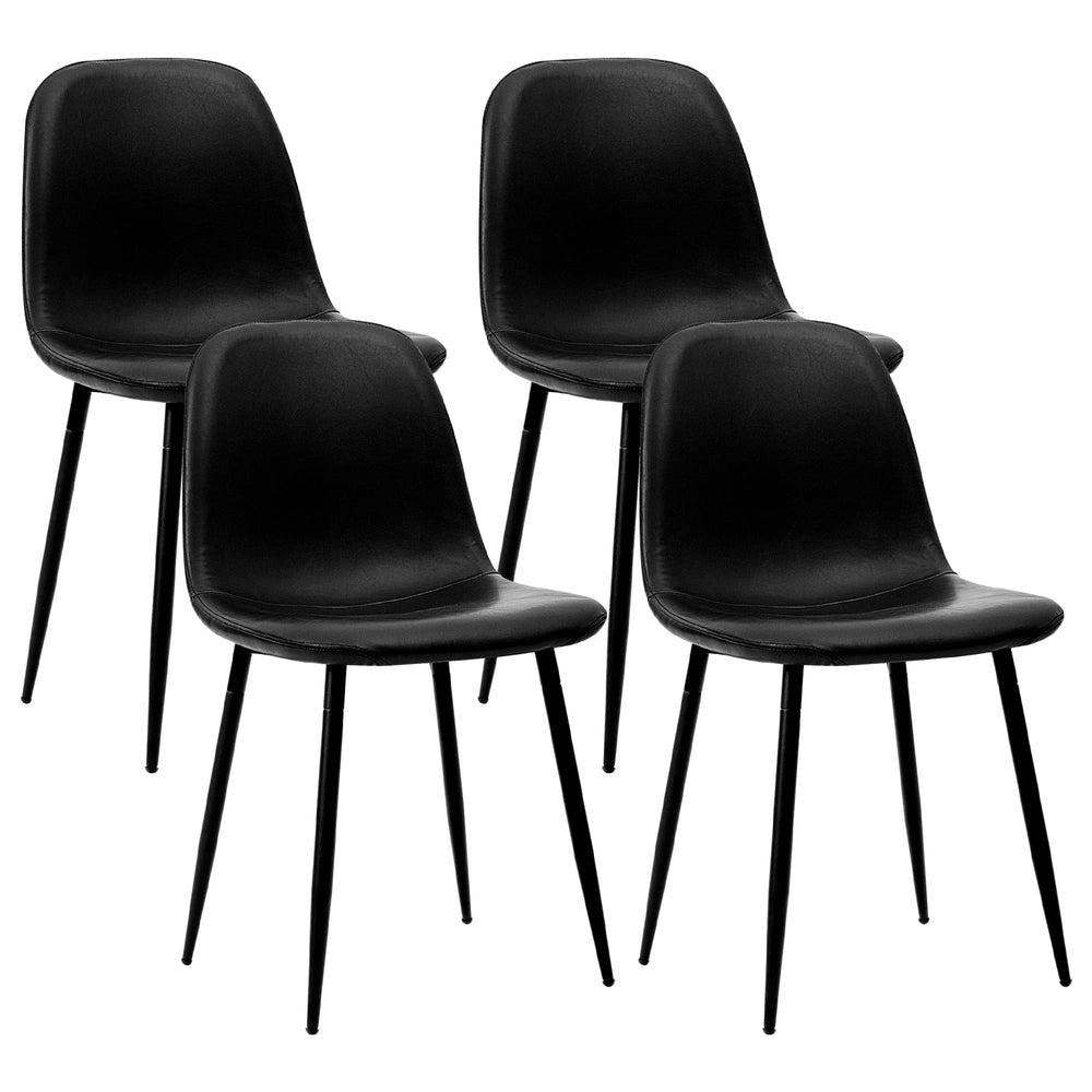 CangLong Faux Leather Dining Back Modern Side Chair for Pub Coffee Home Set of 4 Black